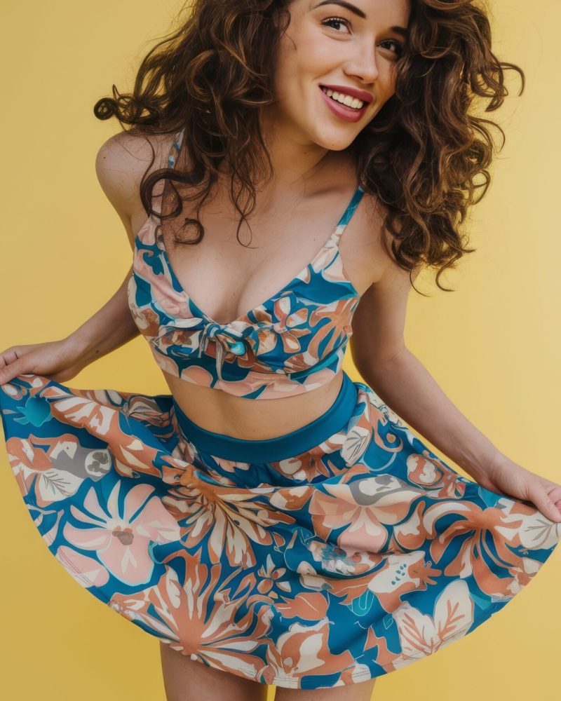 visao-completa-de-uma-adoravel-mulher-encaracolada-brincando-com-uma-saia-garota-bonita-em-roupa-de-verao-posando